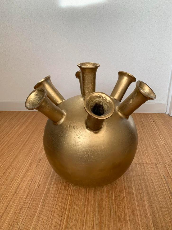 Grote Goudkleurige Tulpenvaas - 37x40cm, Antiek en Kunst, Antiek | Vazen, Ophalen of Verzenden