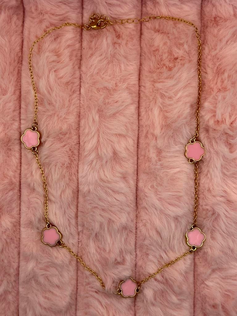 Verschillende kleuren Ketting klavertjes / bloemen, Sieraden, Tassen en Uiterlijk, Ophalen of Verzenden, Nieuw, Goud, Overige materialen