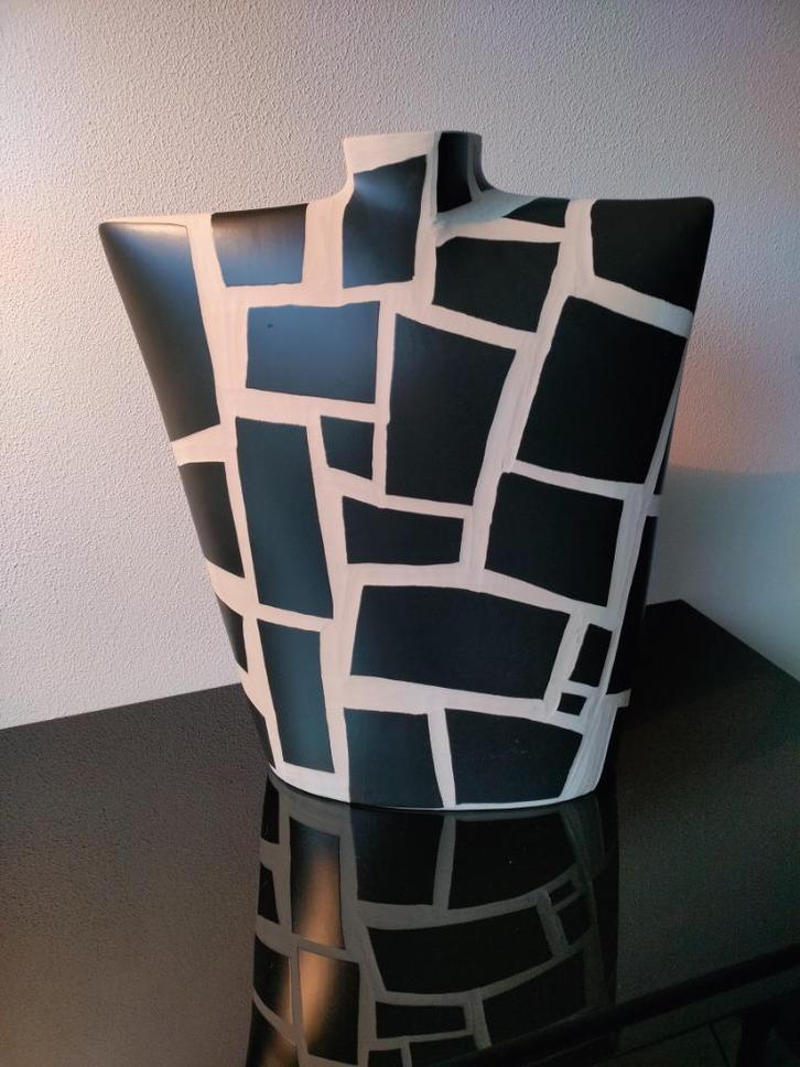 Vaas Torso Buste Zwart Wit Zwaar Keramiek, Antiek en Kunst, Antiek | Keramiek en Aardewerk, Ophalen of Verzenden