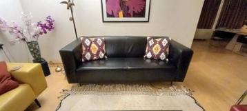 Zwarte leren 3-zits bank van Montel beschikbaar voor biedingen