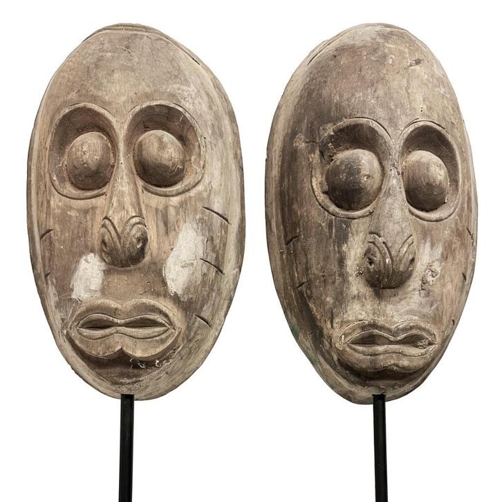 set matching Belu-maskers - Timor - Indonesië, Antiek en Kunst, Kunst | Niet-Westerse kunst, Ophalen of Verzenden