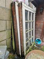 Oude Hardhouten Kozijnen met Glas, Gebruikt, Raamkozijn, Inclusief glas, 75 tot 150 cm