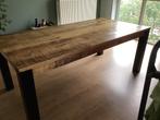 Eettefel hout met zwarte poten, Huis en Inrichting, Tafels | Eettafels, Ophalen, Eikenhout, 50 tot 100 cm, Vijf personen of meer