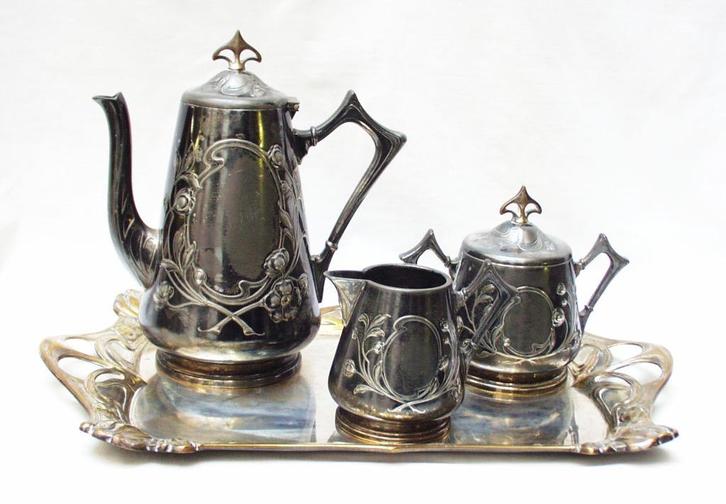 Koffie en theeservies Art Nouveau - WMF., Antiek en Kunst, Antiek | Servies compleet, Ophalen of Verzenden
