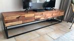 Unieke tv meubel mangohout staal 180cm met lades, Ophalen, 150 tot 200 cm, Zo goed als nieuw, Minder dan 100 cm