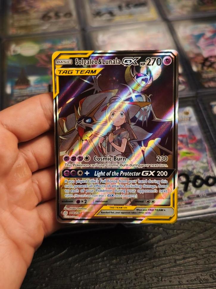🩷 Solgaleo & Lunala GX 216 Cosmic Eclipse, Hobby en Vrije tijd, Verzamelkaartspellen | Pokémon, Zo goed als nieuw, Ophalen of Verzenden