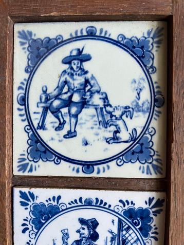 Delfts Blauwe Tegels in Houten Frame beschikbaar voor biedingen