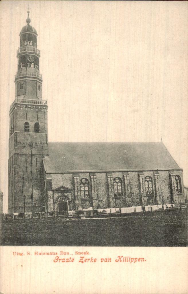 Sneek- Kerk, Verzamelen, Ansichtkaarten | Nederland, Gelopen, Friesland, Voor 1920, Ophalen of Verzenden