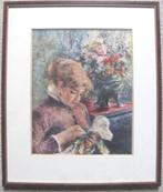 Renoir: "Junge Frau beim nähen". Poster achter glas in lijst, Gebruikt, Ophalen of Verzenden