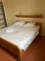 Houten bed met lattenbodem, Huis en Inrichting, Gebruikt, 90 cm, Eenpersoons, Bruin