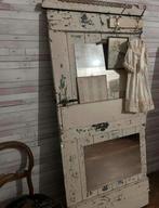 Antieke Franse brocante deur met spiegels. Passpiegel, Ophalen