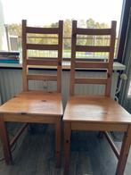 2 Grenen Stoelen, Huis en Inrichting, Stoelen, Ophalen, Gebruikt, Twee, Bruin