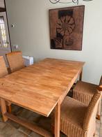 Eikenhouten Uitschuifbare Eettafel + 4 Stoelen, Huis en Inrichting, Tafels | Eettafels, Ophalen, Gebruikt, 100 tot 150 cm, Eikenhout