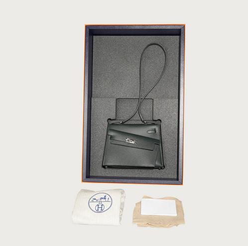 Hermes Mini Kelly 20 En Desordre Vert Fonce Phw, Sieraden, Tassen en Uiterlijk, Tassen | Schoudertassen, Zo goed als nieuw, Groen