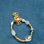 Handgemaakte Gouden Armband met Bedels, Ophalen of Verzenden, Zo goed als nieuw, Met kristal, Goud