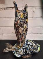 Vitage glaskunst vaasje met asbak in de vorm van een vis, Ophalen of Verzenden