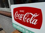 Vintage Coca-Cola emaille Reclamebord - Buvez!, Reclamebord, Gebruikt, ., Ophalen of Verzenden
