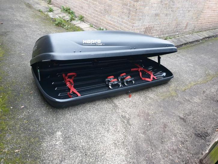Zeer mooie grote Hapro Traxer 6.6 PF CARBON dakkoffer skibox, Auto diversen, Dakkoffers, Zo goed als nieuw, Ophalen of Verzenden