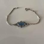 Zilveren armband, filigraan bewerkt met blauwe steen., Ophalen of Verzenden, Gebruikt, Zilver, Zilver