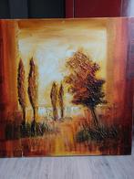 Schilderij met bomen en landschap 1x1m, Antiek en Kunst, Kunst | Schilderijen | Klassiek, Ophalen