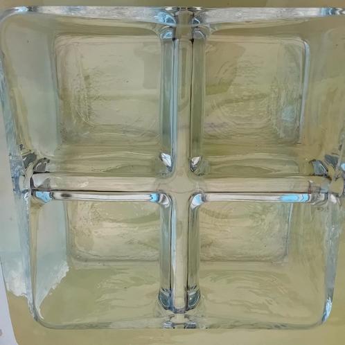 zware. glazen krosno serveer schaal 4 vaks j70., Antiek en Kunst, Antiek | Glas en Kristal, Ophalen of Verzenden