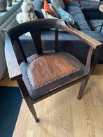 Vintage stoel hout met leer, Antiek en Kunst, Ophalen