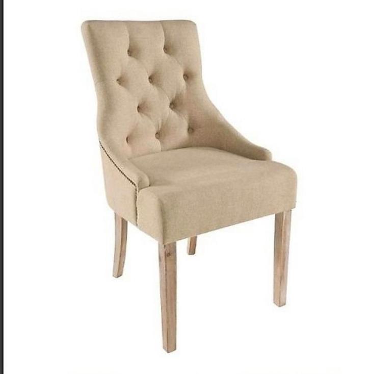 Wayfair UK, Gestoffeerde stoel met bronzen ring, 6 stuk, Huis en Inrichting, Stoelen, Gebruikt, Eén, Hout, Stof, Overige kleuren