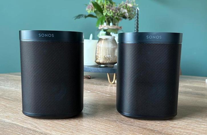 Set Sonos One Gen 2 - Zwart, Audio, Tv en Foto, Luidsprekers, Zo goed als nieuw, Front, Rear of Stereo speakers, Minder dan 60 watt