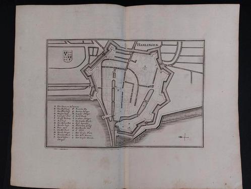 14 / plattegrond Harlingen  Gravure uit 1659 van C. Merian, Antiek en Kunst, Kunst | Etsen en Gravures, Ophalen of Verzenden