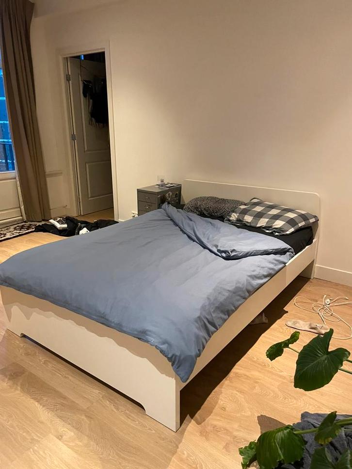 Witte twijfelaar ikea 140x200 MALM, Huis en Inrichting, Slaapkamer | Bedden, Zo goed als nieuw, Twijfelaar, 140 cm, 200 cm, Hout