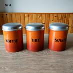 EMAILLE GEVLAMD/TERRACOTTA BUSSENSET., Antiek en Kunst, Antiek | Emaille, Ophalen of Verzenden