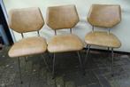 3 Skai (keuken)stoelen, vintage, Huis en Inrichting, Stoelen, Ophalen, Gebruikt, Metaal, Drie