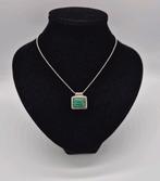 Zilveren ketting malachiet 43cm, Verzenden, Gebruikt, Zilver, Zilver