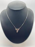 B945 Prachtige zilveren ketting blauwe saffier, Ophalen of Verzenden, Zilver, Ketting, Met edelsteen