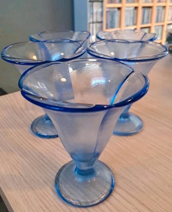 5 x ijscoupe ijsglas ijscoupes ijsglazen blauw, Verzamelen, Glas en Borrelglaasjes, Zo goed als nieuw, Ophalen of Verzenden