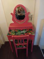 Leuke houten kaptafel met stoel, Ophalen, Gebruikt, 100 tot 150 cm, Vintage