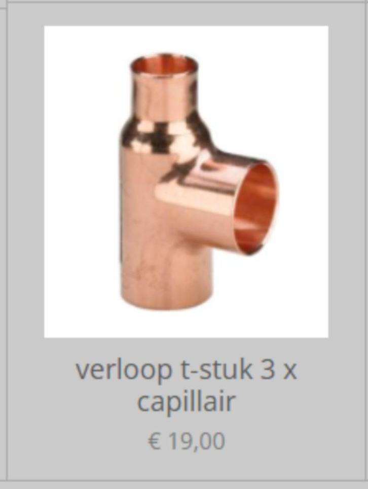 roodkoperen soldeerfittingen verloop t-stuk 3 x capillair, Doe-het-zelf en Verbouw, Sanitair, Nieuw, Overige typen, Koper, Ophalen of Verzenden