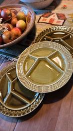 Fondueborden vintage majolica barbotine Sarreguemines, Ophalen of Verzenden