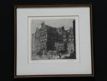 Originele Anton Pieck ets Korte Prinsengracht  ca. 1917 beschikbaar voor biedingen