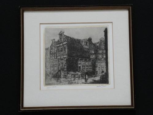 Originele Anton Pieck ets Korte Prinsengracht  ca. 1917, Antiek en Kunst, Kunst | Etsen en Gravures, Ophalen of Verzenden