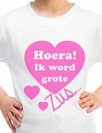 Bedrukt tekst shirt hoera ik word grote zus hart