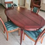 uitschuifbare Eettafel antiek kersenhout 4 stoelen, Ophalen, Gebruikt, 100 tot 150 cm, Vijf personen of meer