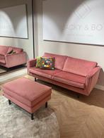 Velvet Roze Bank & Poef Set, Huis en Inrichting, Banken | Voetenbanken en Poefen, Ophalen, 125 cm of meer, 75 tot 100 cm, Zo goed als nieuw