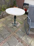 Rond tuintafeltje met marmer blad, Tuin en Terras, Tuintafels, Ophalen of Verzenden, Gebruikt, Rond, Metaal
