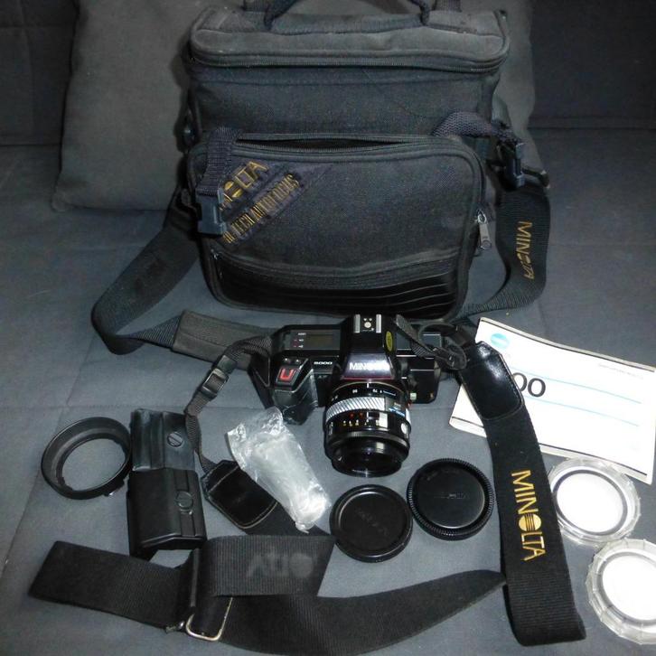 Minolta 5000 met veel toebehoren, Audio, Tv en Foto, Fotocamera's Analoog, Gebruikt, Spiegelreflex, Minolta, Ophalen of Verzenden