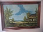 Schilderij - Landschap met boerderijen, Ophalen of Verzenden