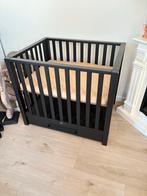 TWF box luna zwart met lade en matras, Kinderen en Baby's, Boxen, Ophalen, Gebruikt, Rechthoekig, In hoogte verstelbaar