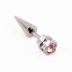 Zilverkleurige Stalen Fake Ster Oorbel met Roze Zirkonia, Met kristal, Overige materialen, Birgitta-Gracht 33, 6465 EL Kerkrade, Nederland