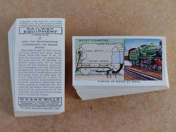 Railway Equipment complete set 50 cigarette cards treinen, Verzamelen, Spoorwegen en Tramwegen, Gebruikt, Trein, Overige typen