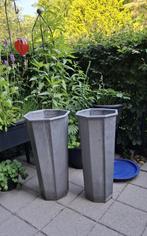2 grote, achthoekige bloembakken van zink, Ophalen, Rond, Kunststof, Minder dan 60 cm